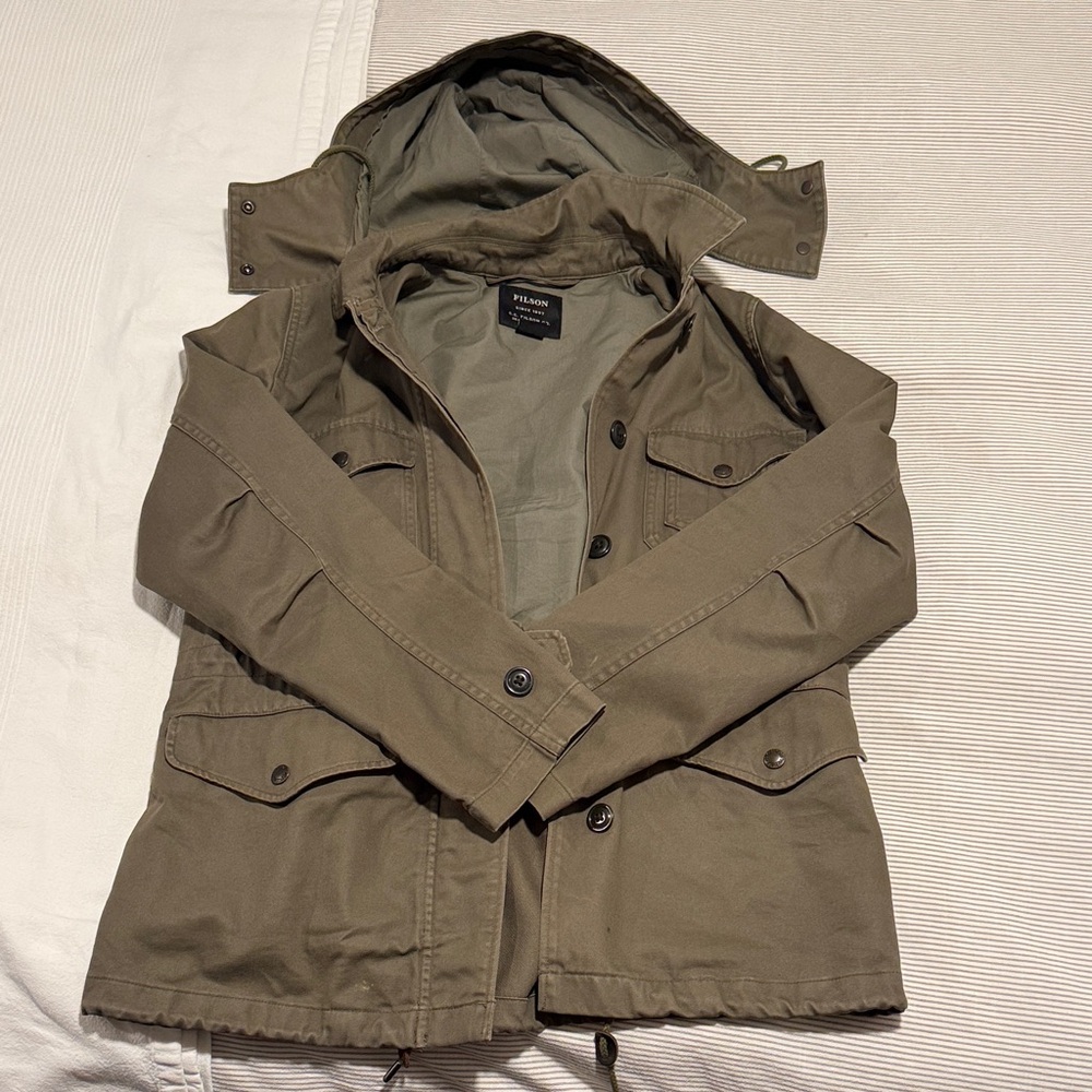 Filson Olive Hooded Jacket Size Small